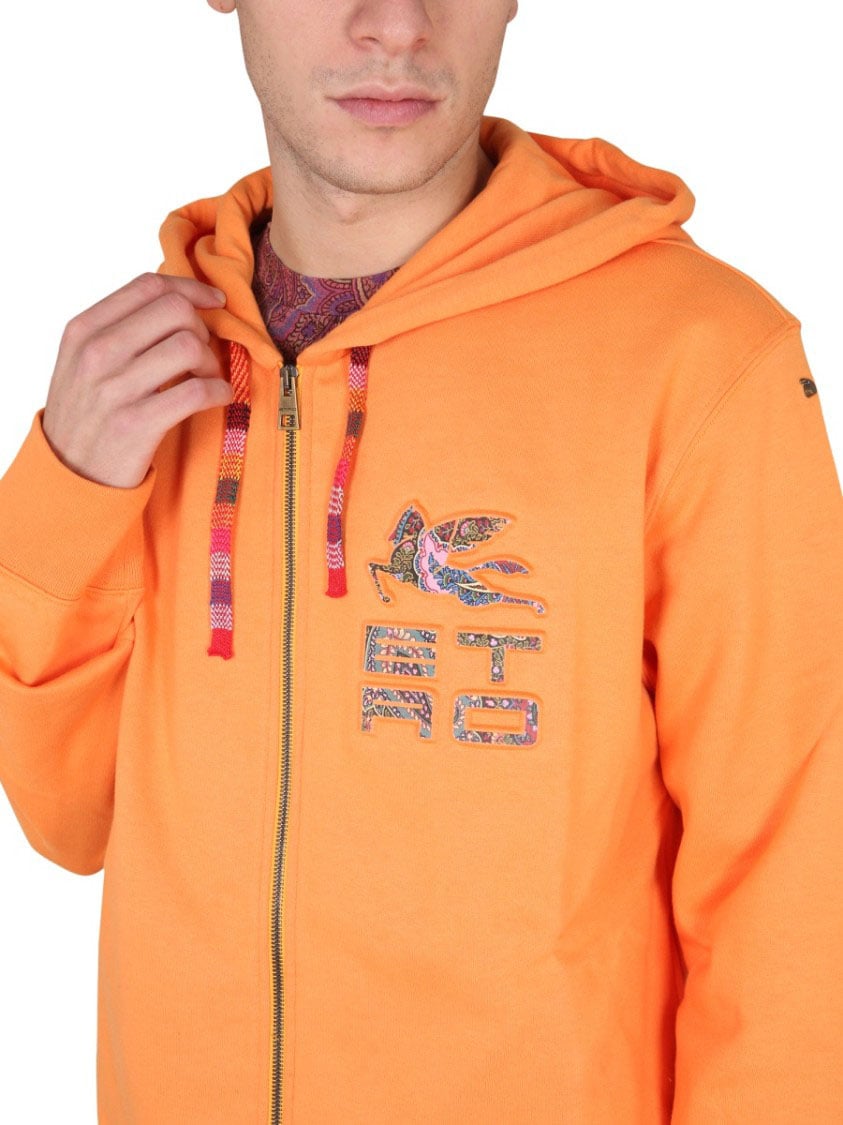 Etro Orange Zip Sweatshirt With Hood Oranje