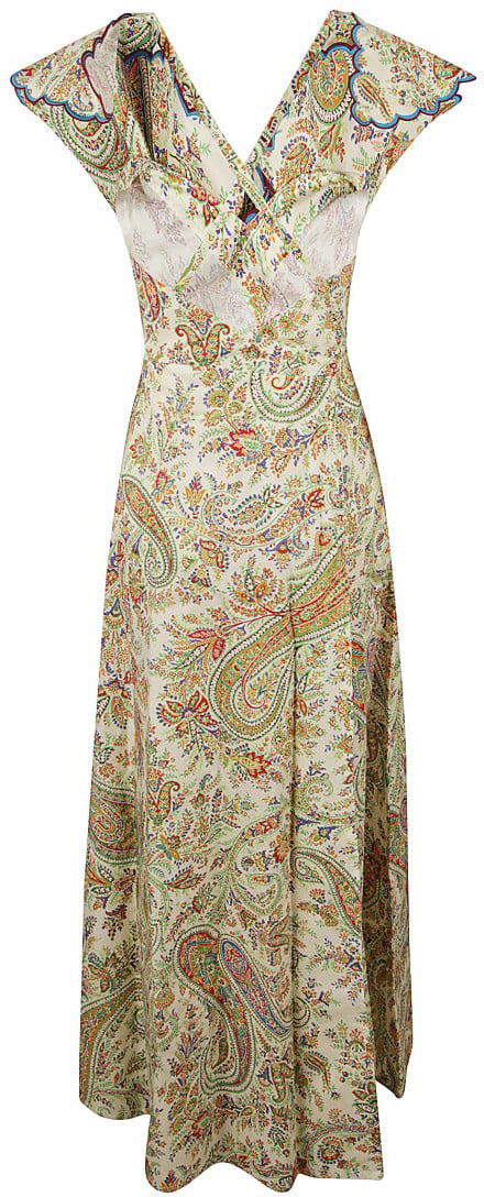 Etro Multicolored Paisley Print Maxi Dress Neutraal