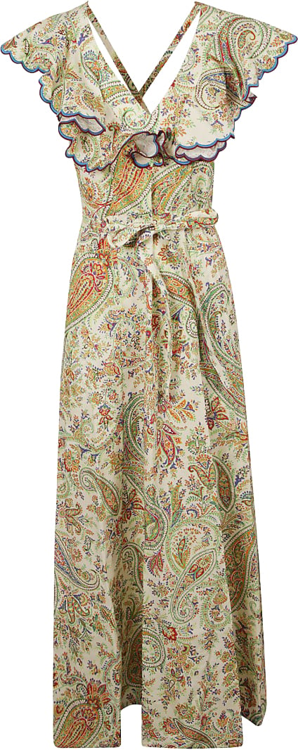 Etro Multicolored Paisley Print Maxi Dress Neutraal
