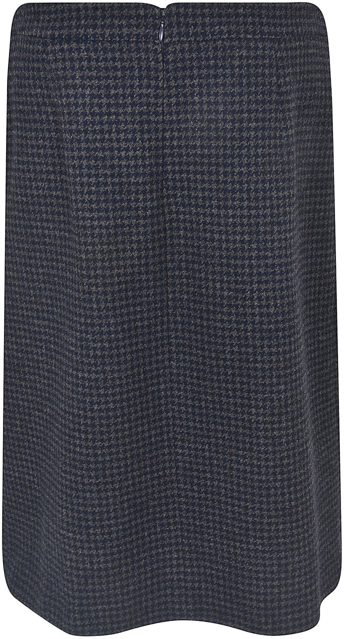 Etro Houndstooth Wool Mini Back Zipper Skirt Zwart