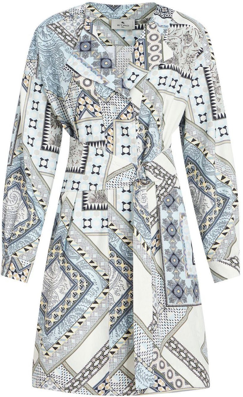 Etro Structured Cotton Geometric Print Mini Dress Wit