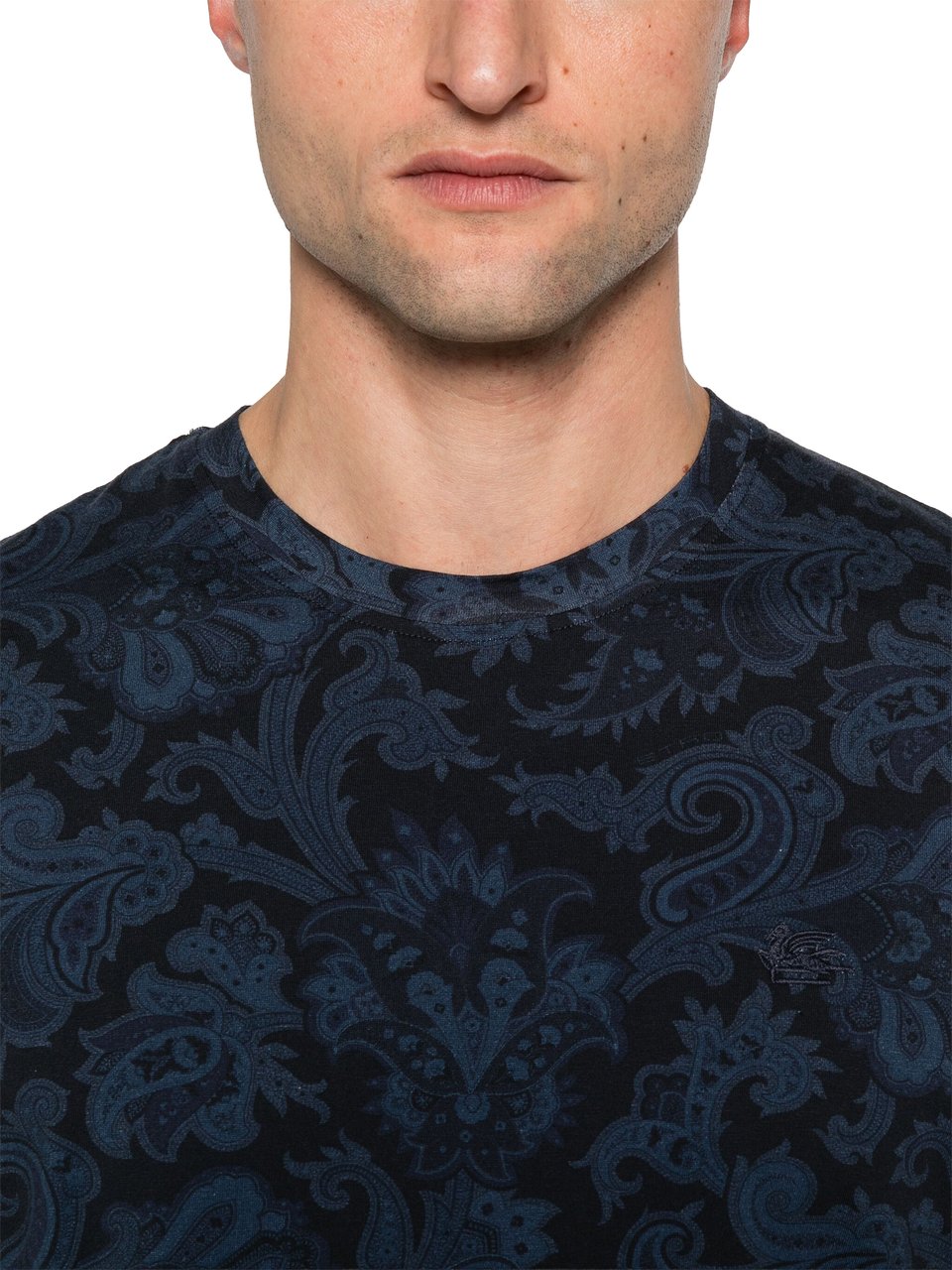 Etro Roma Paisley-Print Floral Cotton T-Shirt Zwart