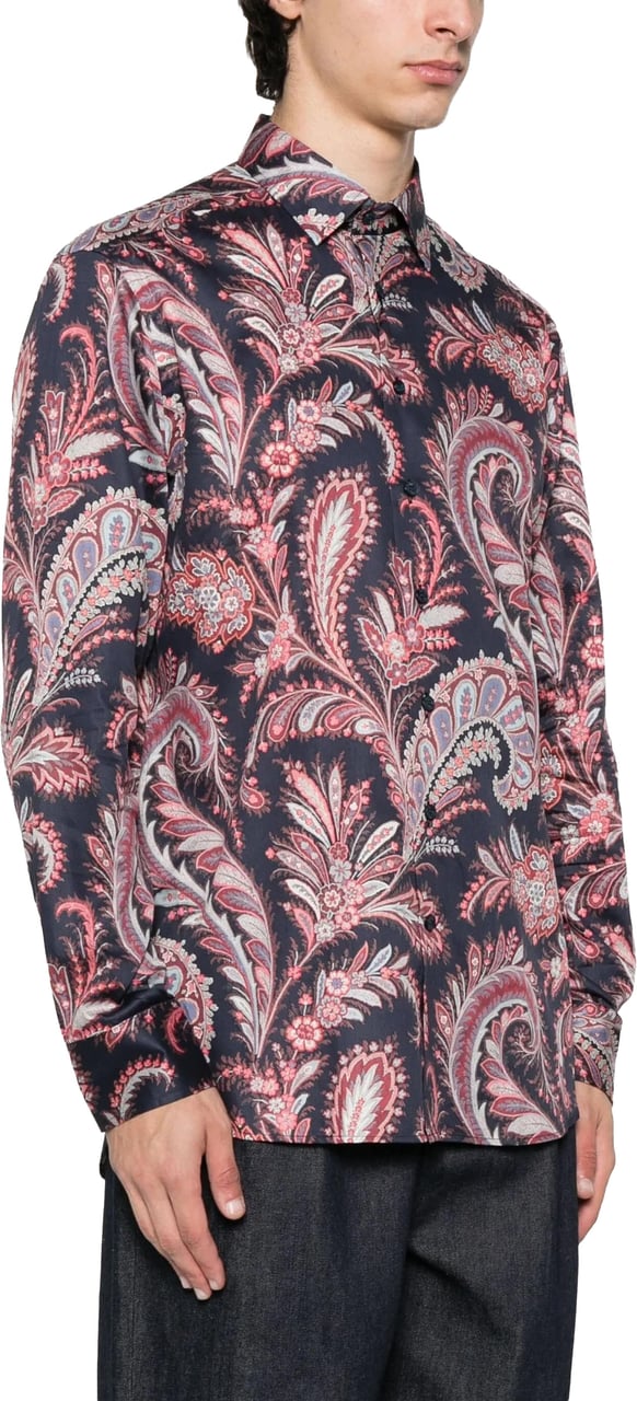 Etro Roma Black Red Paisley Pattern Shirt Roze
