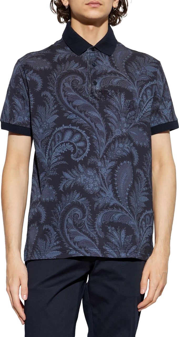 Etro Roma Intricate Paisley Patterned Polo Shirt Grijs