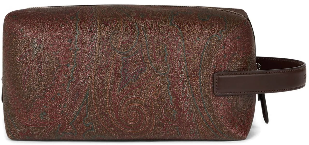 Etro Rectangular Brown Paisley 25X12X12 Side-Handle Pouch Grijs