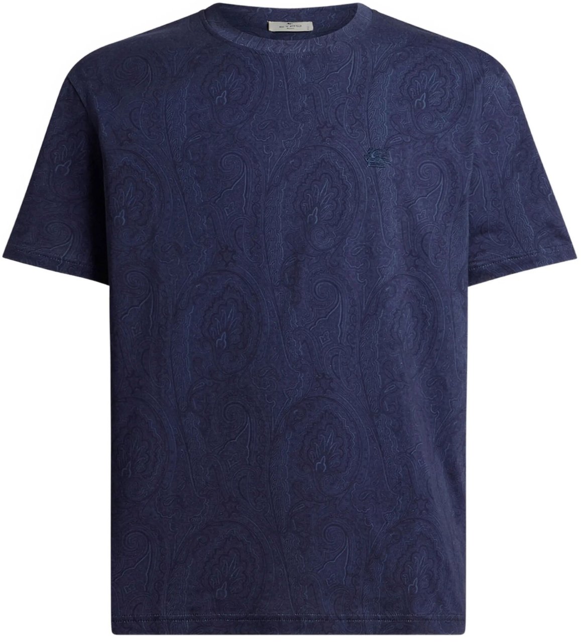 Etro Navy Roma Short-Sleeved Paisley Pattern T-Shirt Zwart