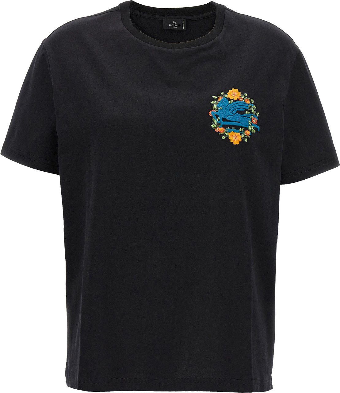 Etro Black Cotton T-Shirt Zwart