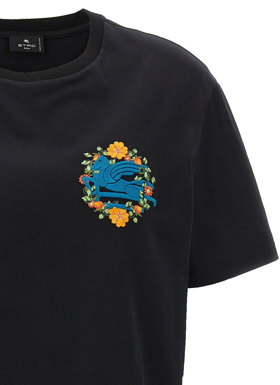 Etro Black Cotton T-Shirt Zwart