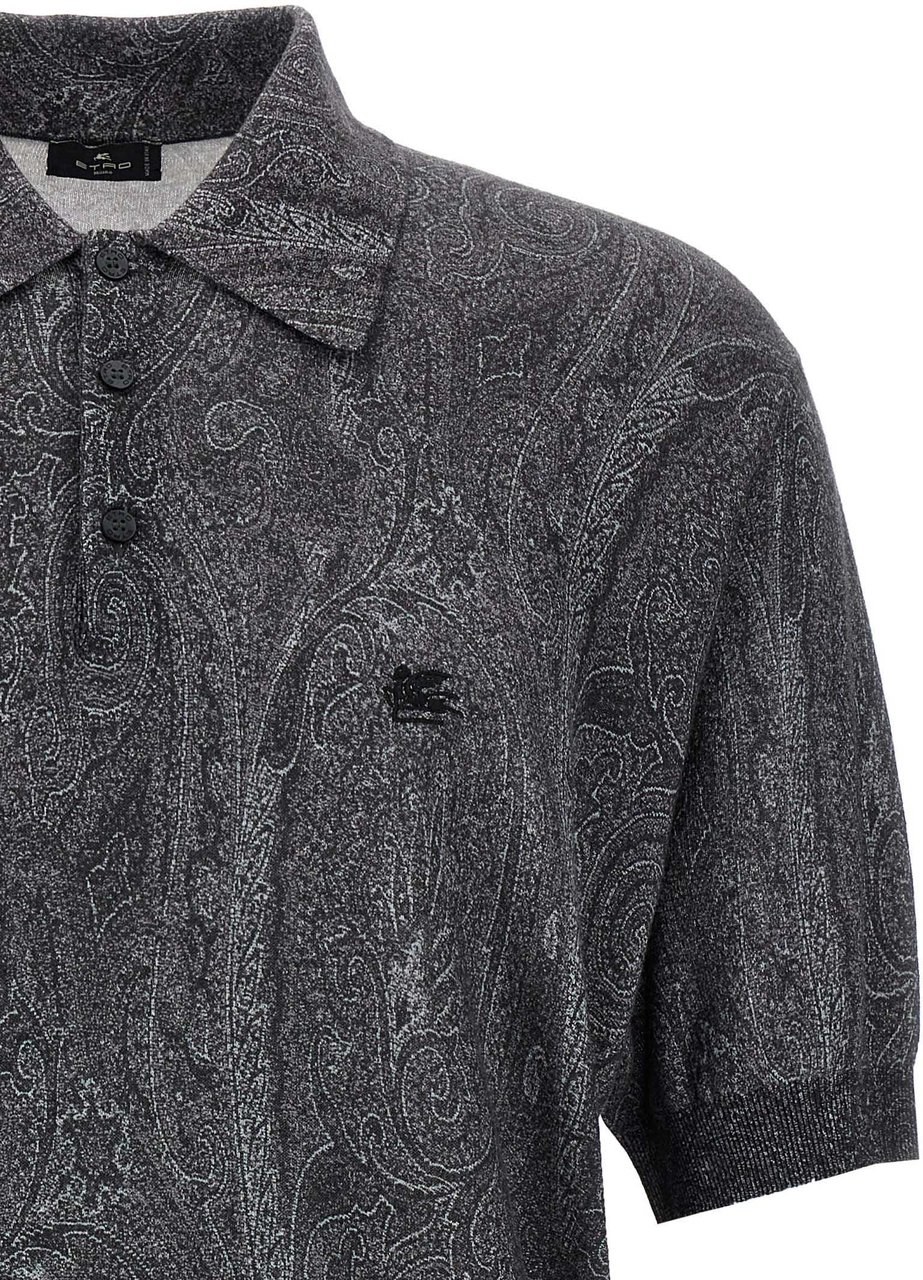 Etro Multicolor Silk Polo Shirt Divers
