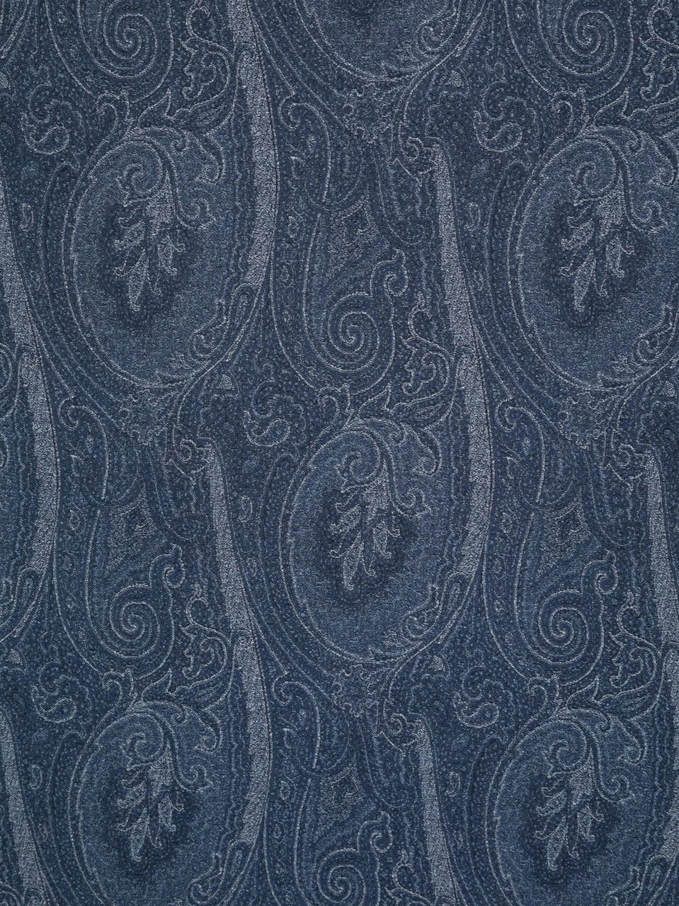 Etro Deep Blue Paisley Fringed Scarf Grijs