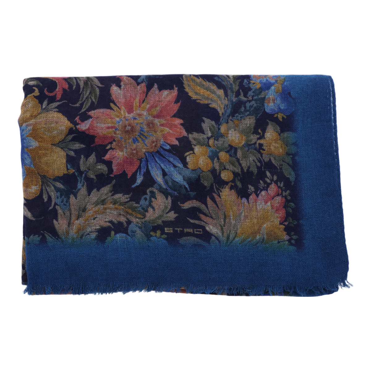 Etro Floral Pattern Lightweight Scarf With Fringed Edges Zwart
