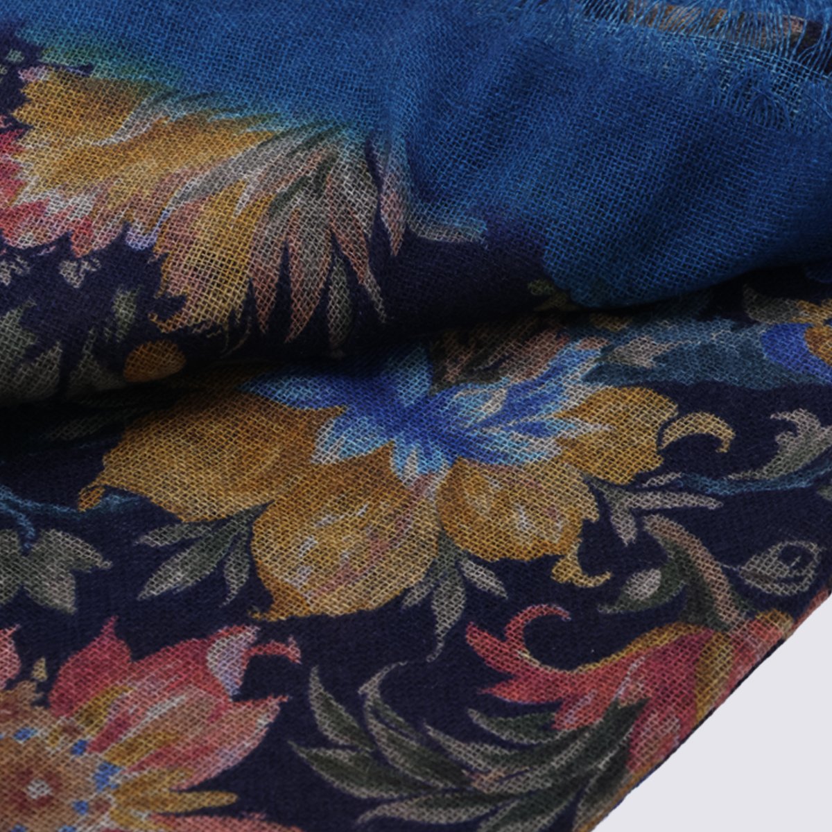 Etro Floral Pattern Lightweight Scarf With Fringed Edges Zwart