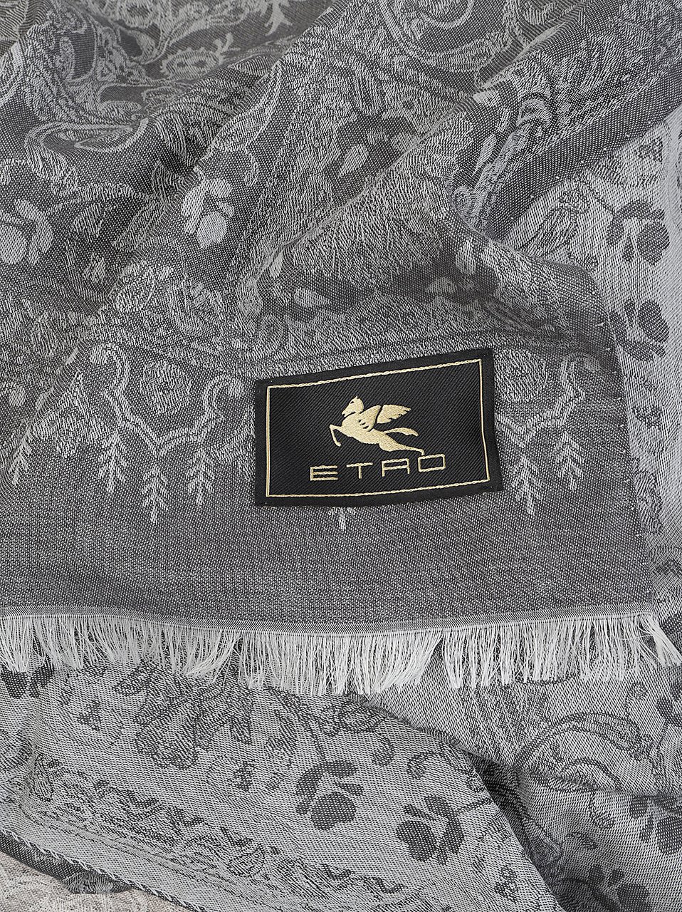 Etro Fringes Scarf Grey Grijs