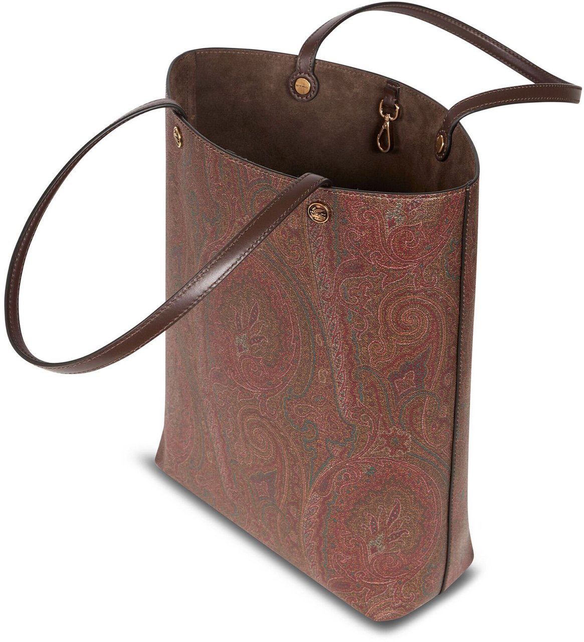 Etro Vertical Shopping Brown Paisley Pattern Tote Roze