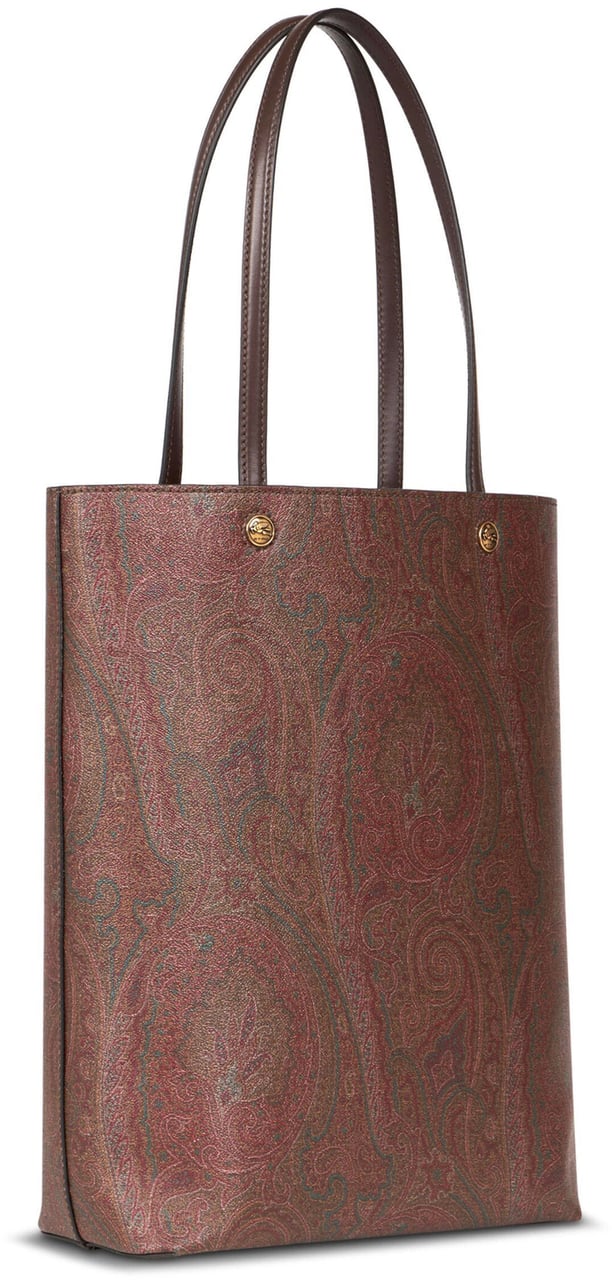 Etro Vertical Shopping Brown Paisley Pattern Tote Roze