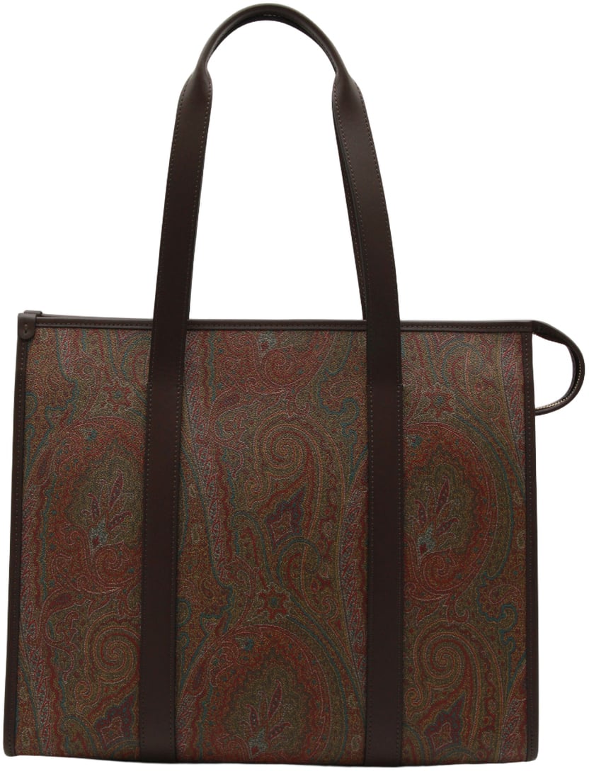 Etro Structured Tote Bag with Classic Paisley Pattern Zwart