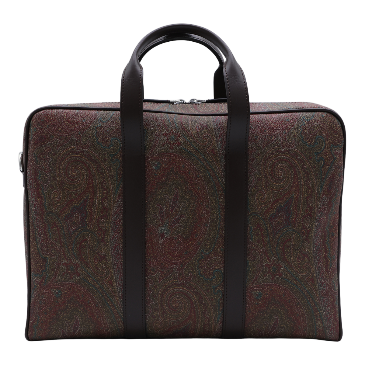 Etro Structured Briefcase-Style Bag With Dark Paisley Pattern Zwart