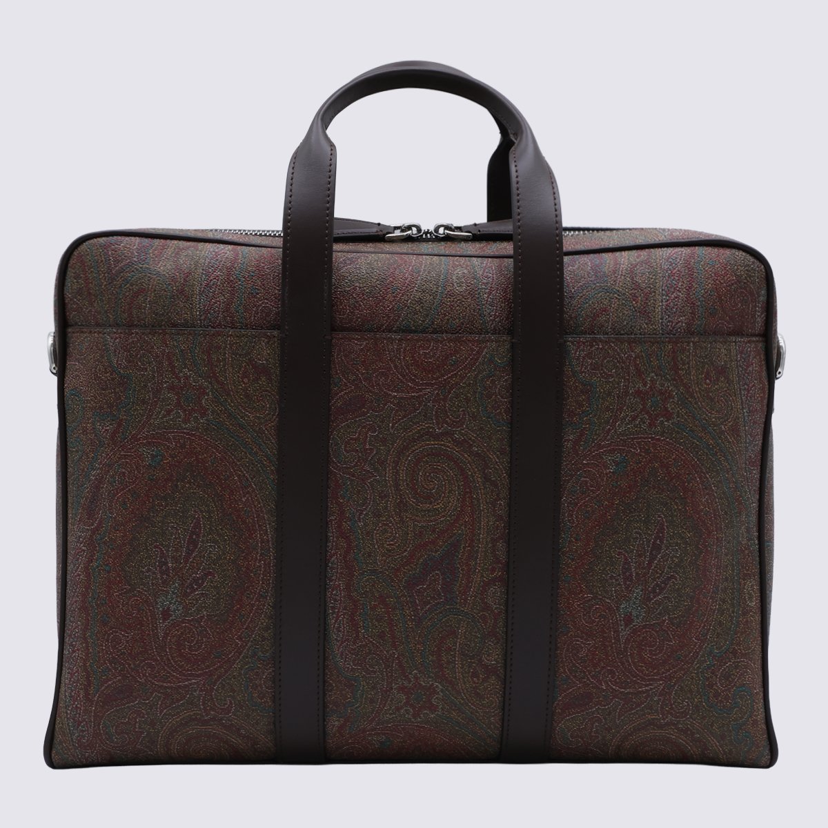 Etro Structured Briefcase-Style Bag With Dark Paisley Pattern Zwart