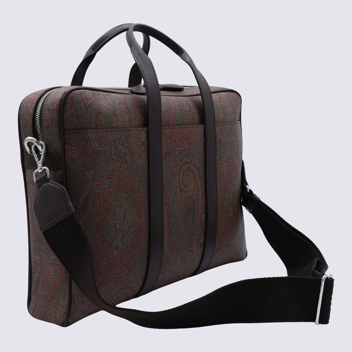 Etro Structured Briefcase-Style Bag With Dark Paisley Pattern Zwart