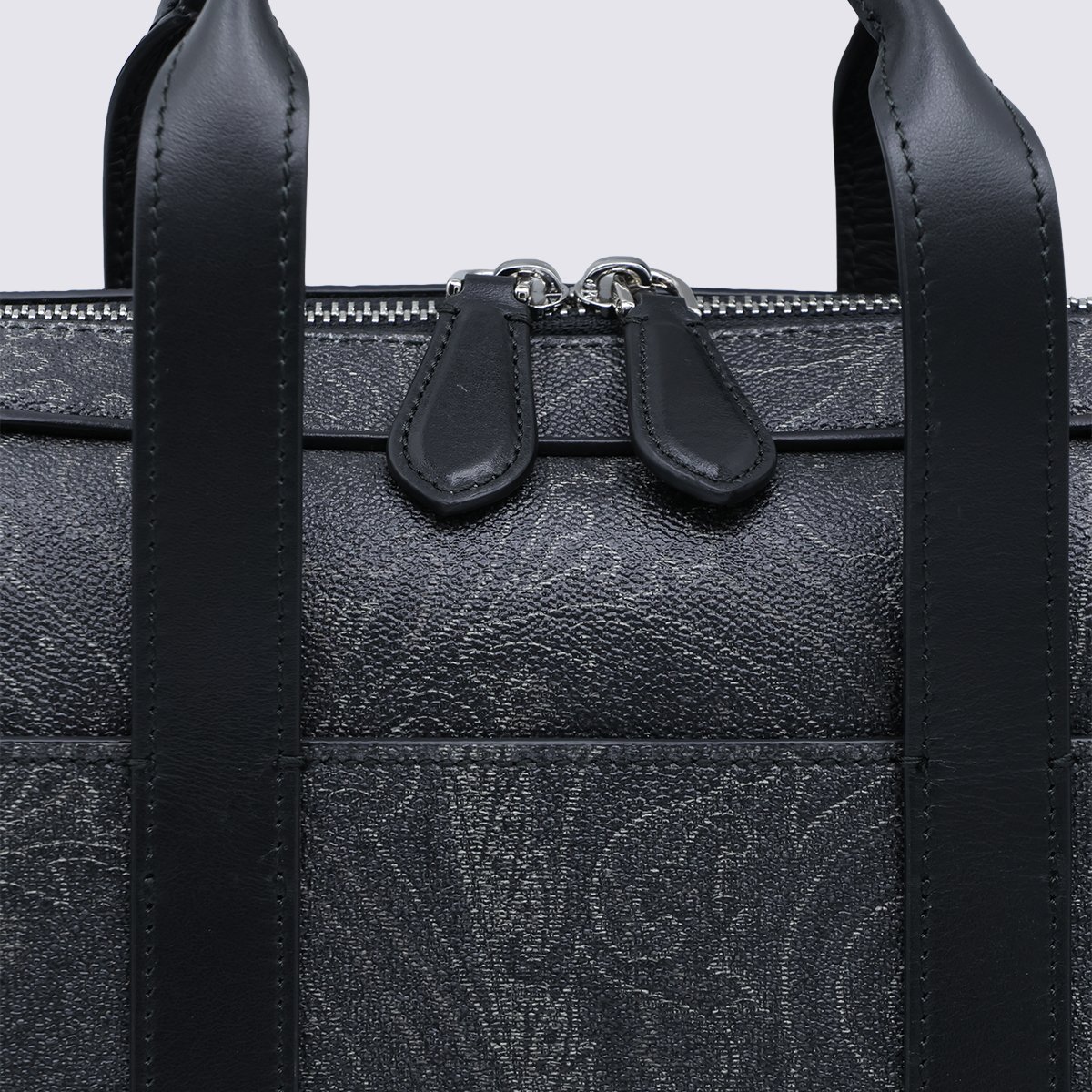 Etro Structured Briefcase-style Bag with Subtle Paisley Pattern Grijs