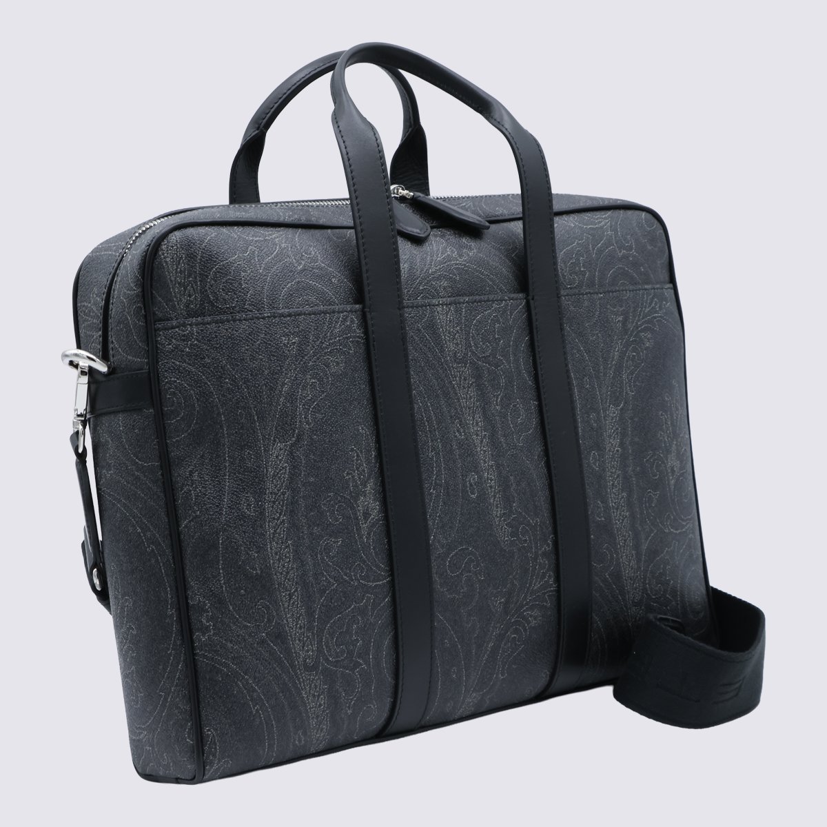 Etro Structured Briefcase-style Bag with Subtle Paisley Pattern Grijs