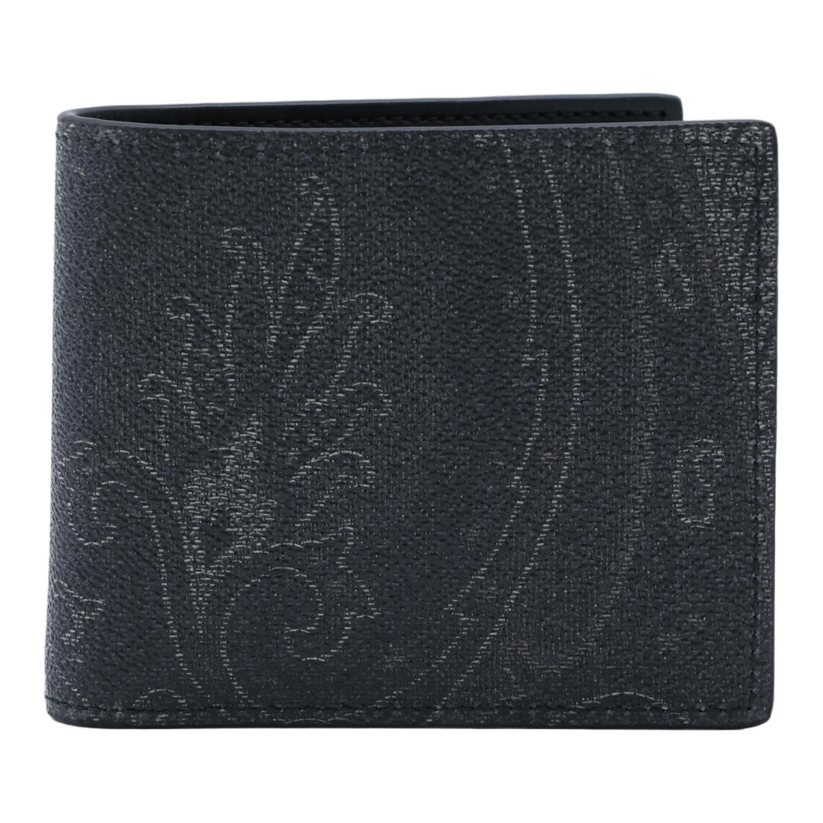 Etro Textured Bifold Wallet With Paisley Embossing Zwart