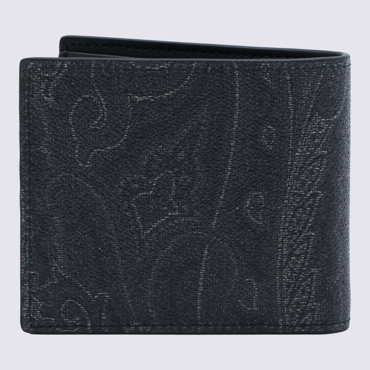 Etro Textured Bifold Wallet With Paisley Embossing Zwart