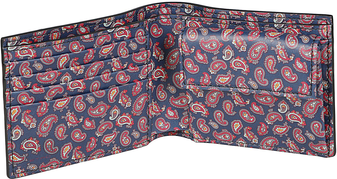 Etro Arnica Paisley Print Wallet Black Zwart