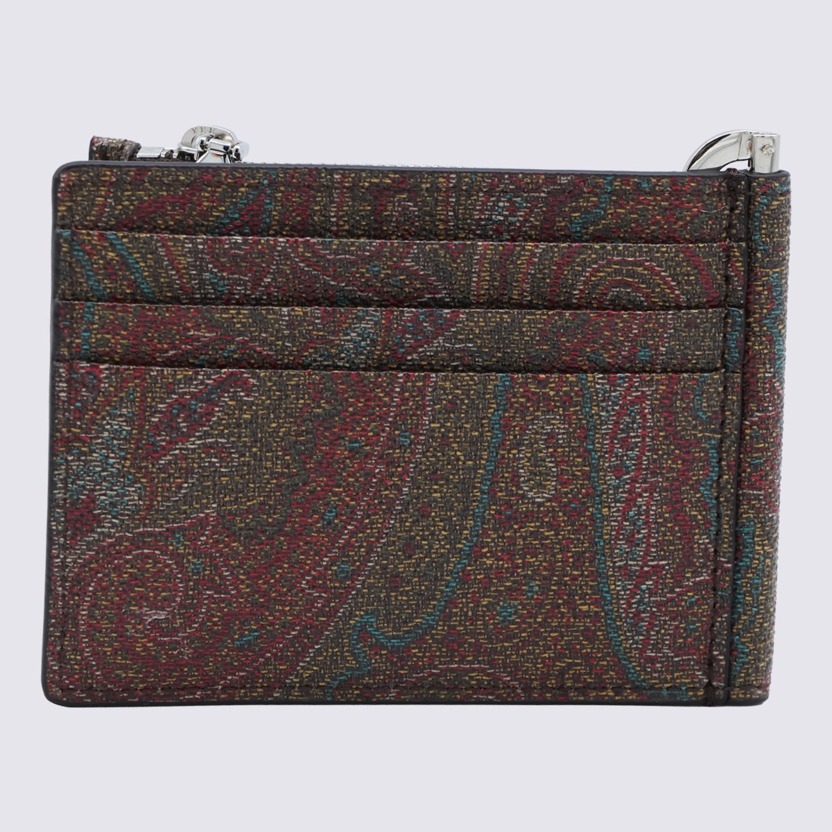 Etro Textured Paisley Patterned Wallet With Zippered Compartment Grijs