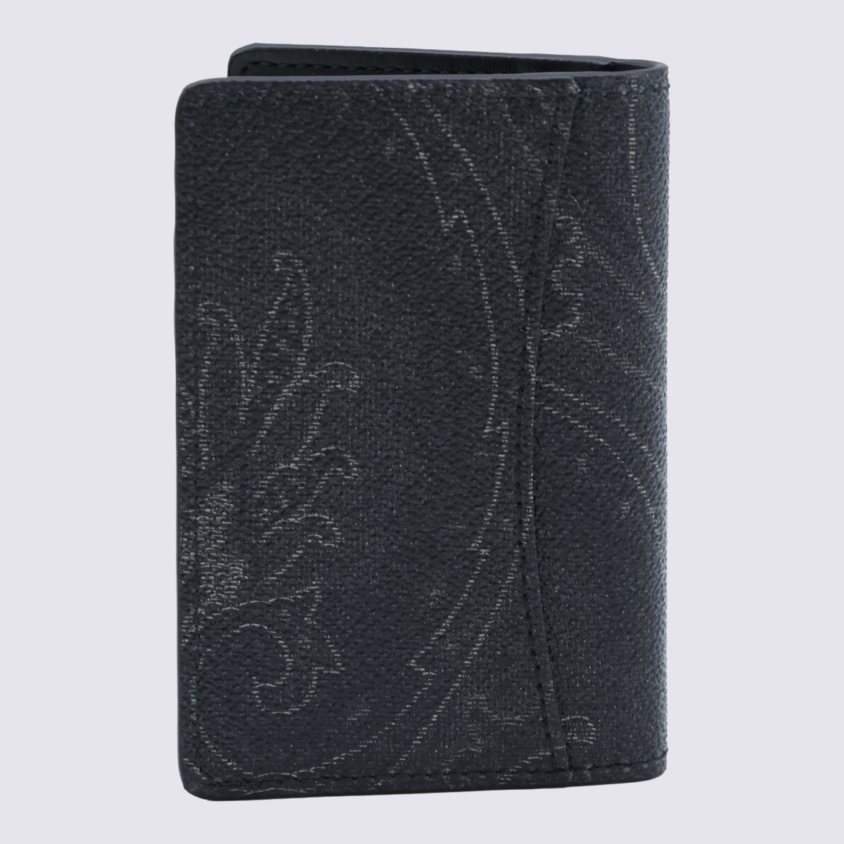 Etro Textured Paisley Pattern Compact Wallet Zwart