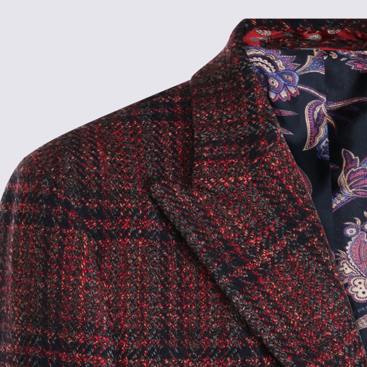 Etro Tailored Long Plaid Coat With Notched Lapel Zwart