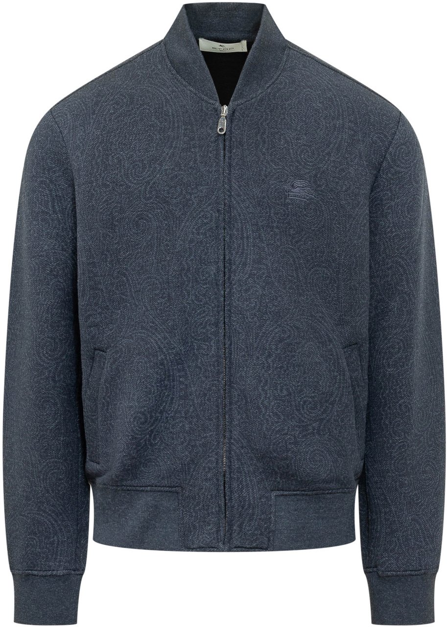 Etro Giacca Con Zip E Collo Alto Navy