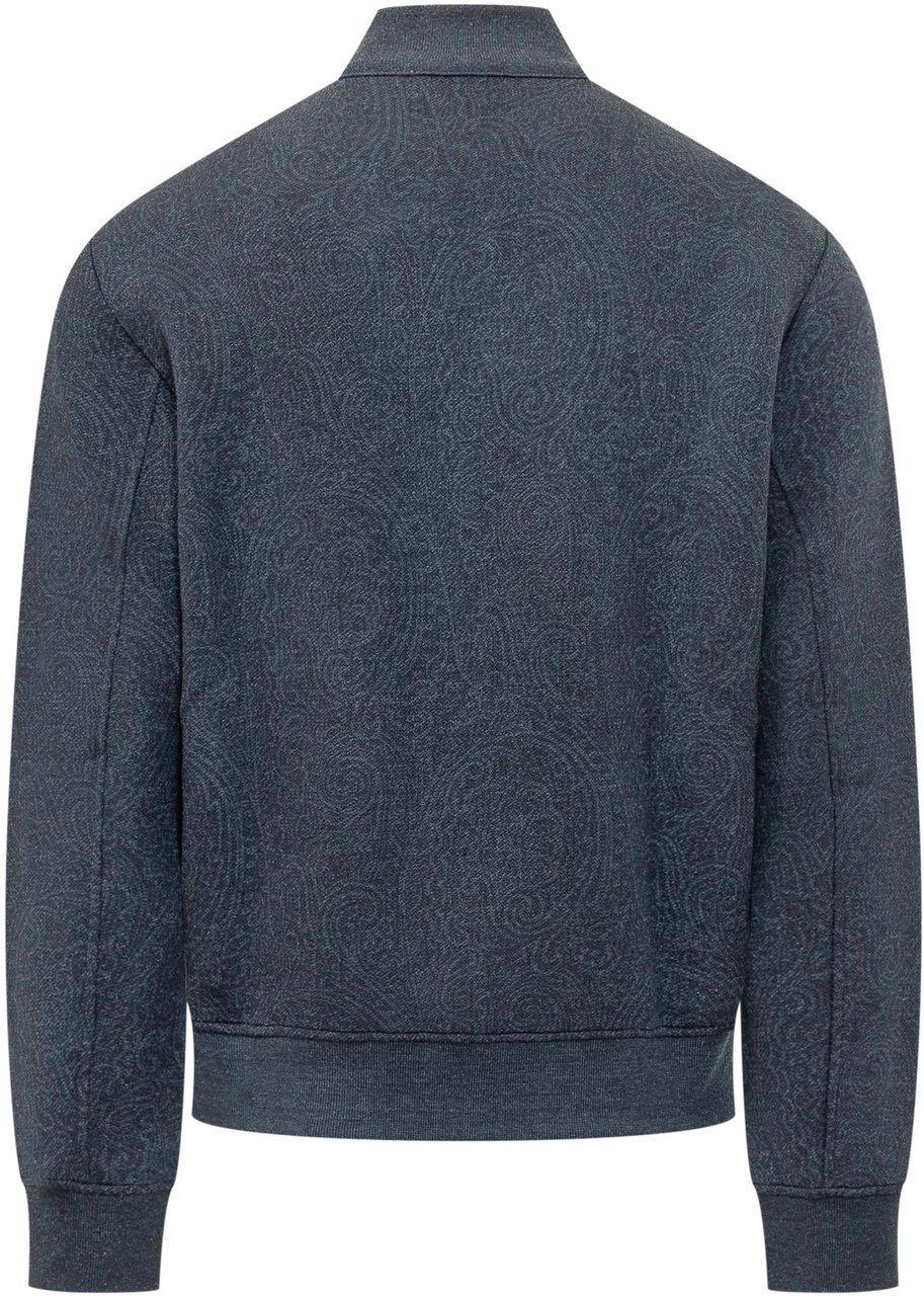 Etro Giacca Con Zip E Collo Alto Navy