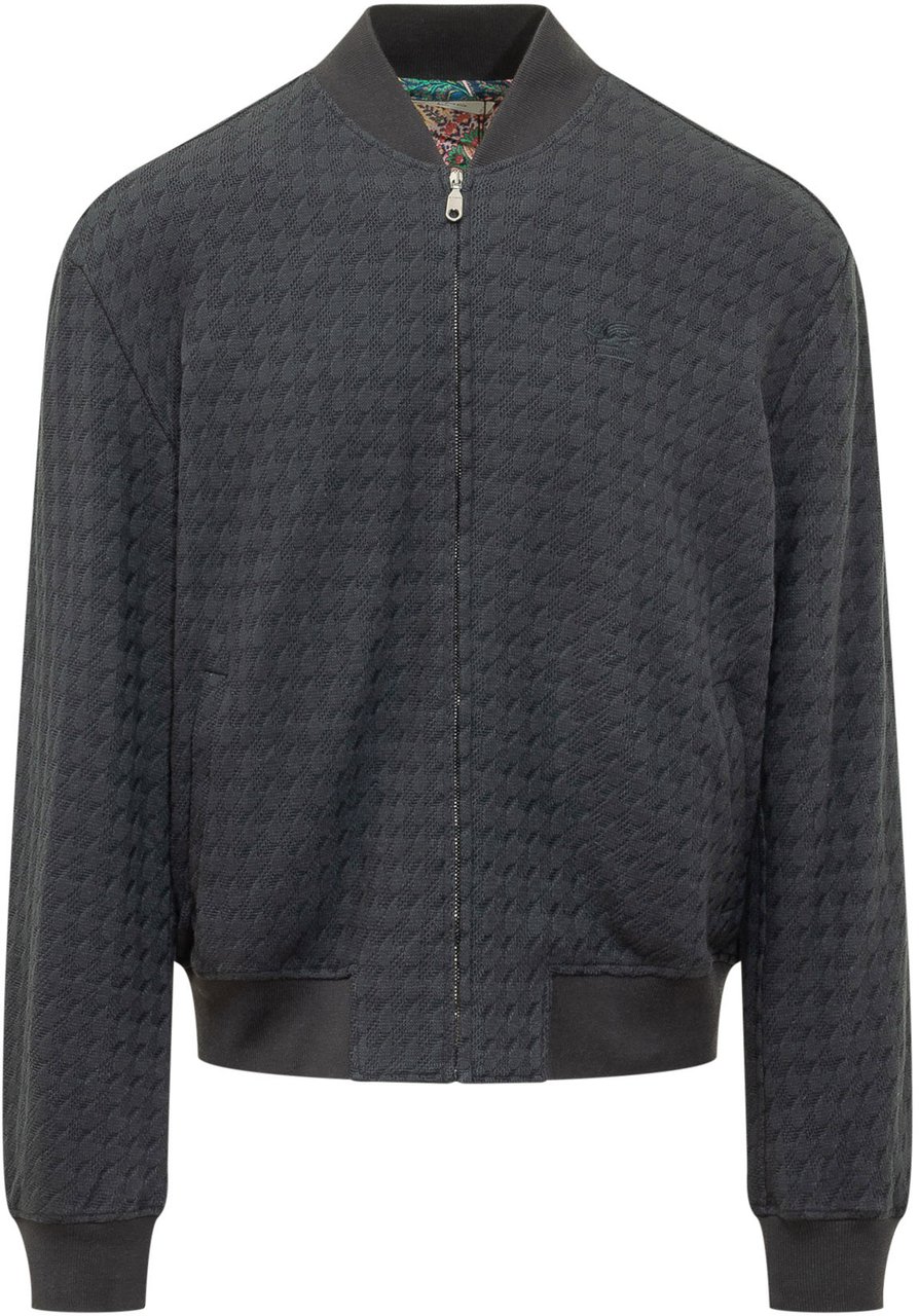 Etro Bomber con Zip e Collo Alto Donkergrijs