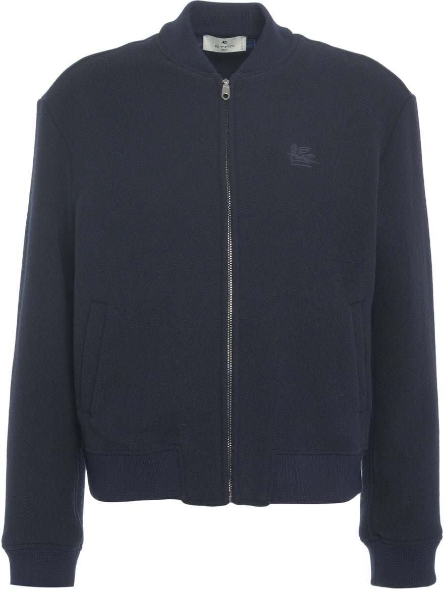 Etro Bomber with logo embroidery Blauw