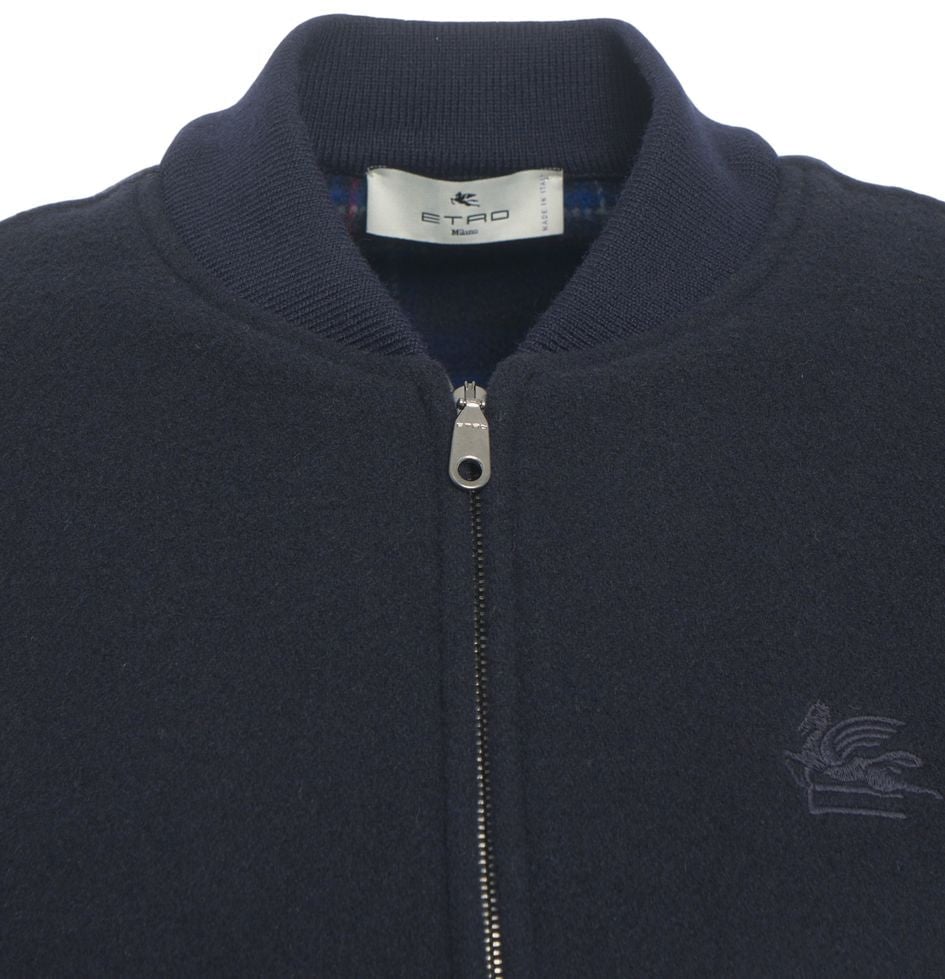 Etro Bomber with logo embroidery Blauw