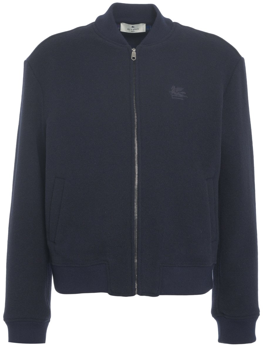 Etro Bomber con ricamo logo Blauw