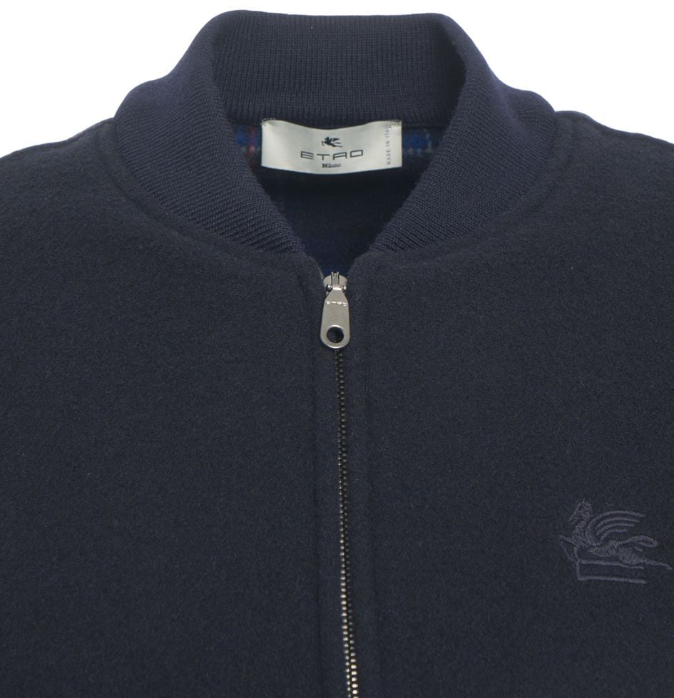 Etro Bomber con ricamo logo Blauw