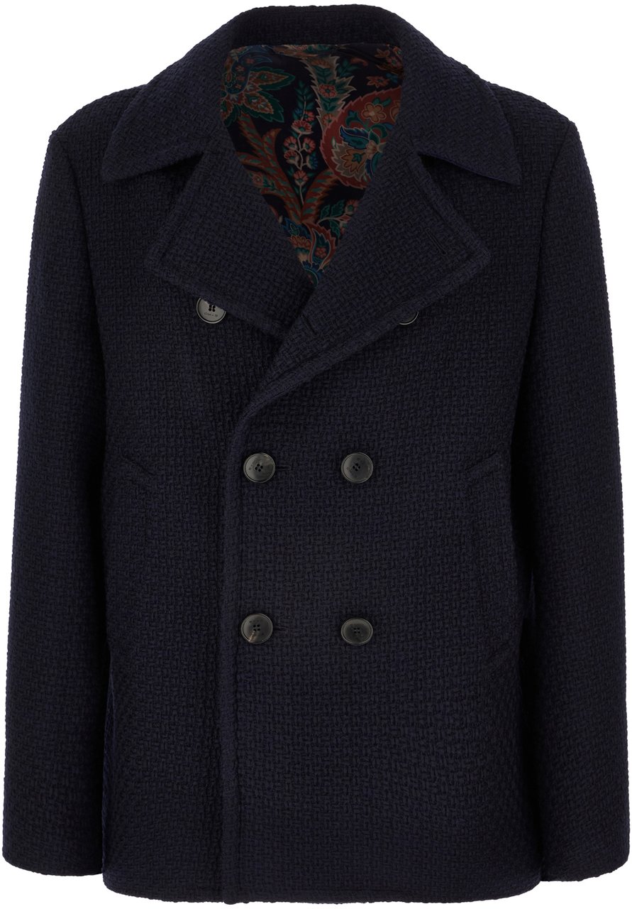 Etro Etro Navy blue wool coat Blauw