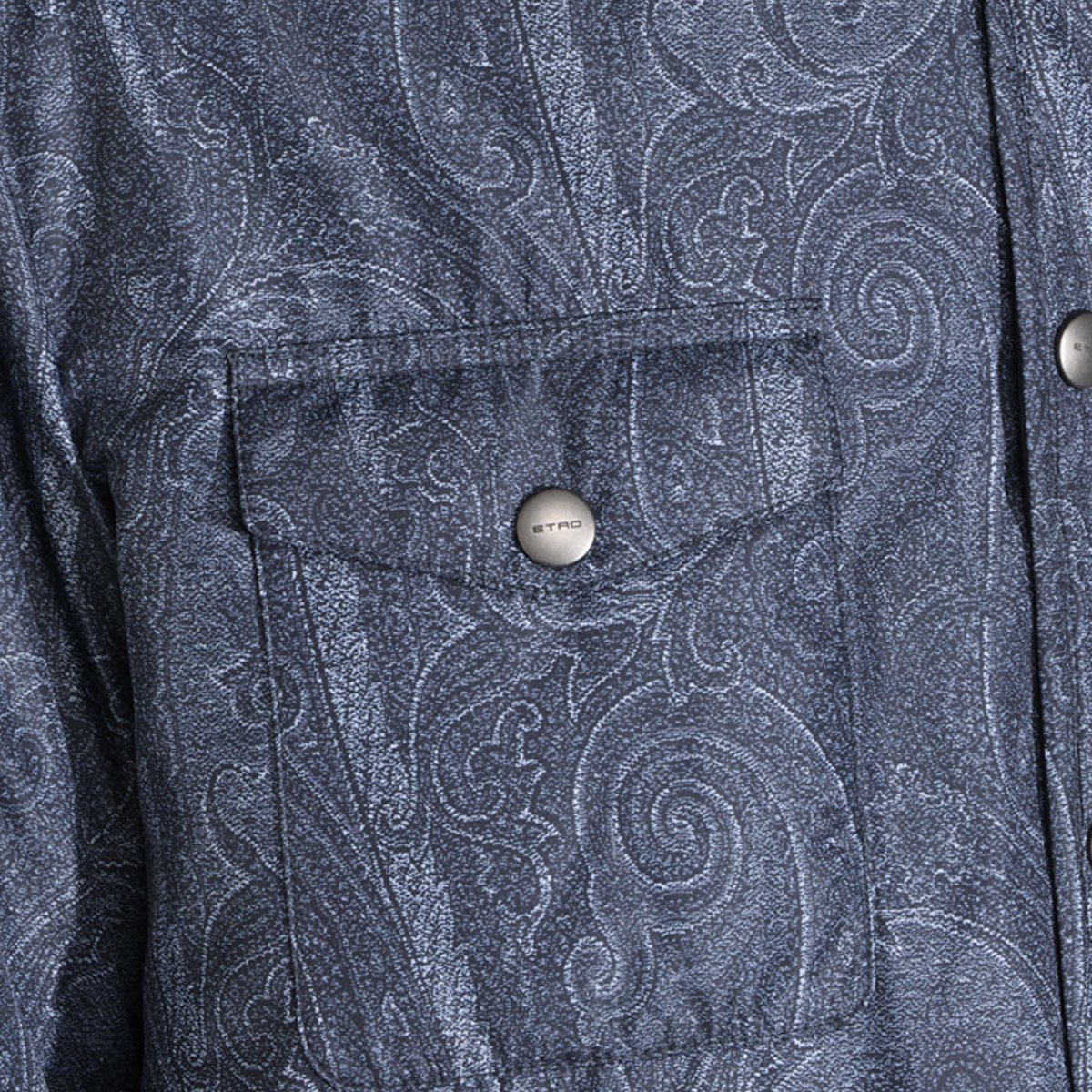 Etro Dark Blue Paisley-Pattern Button-Up Shirt with Classic Collar Grijs