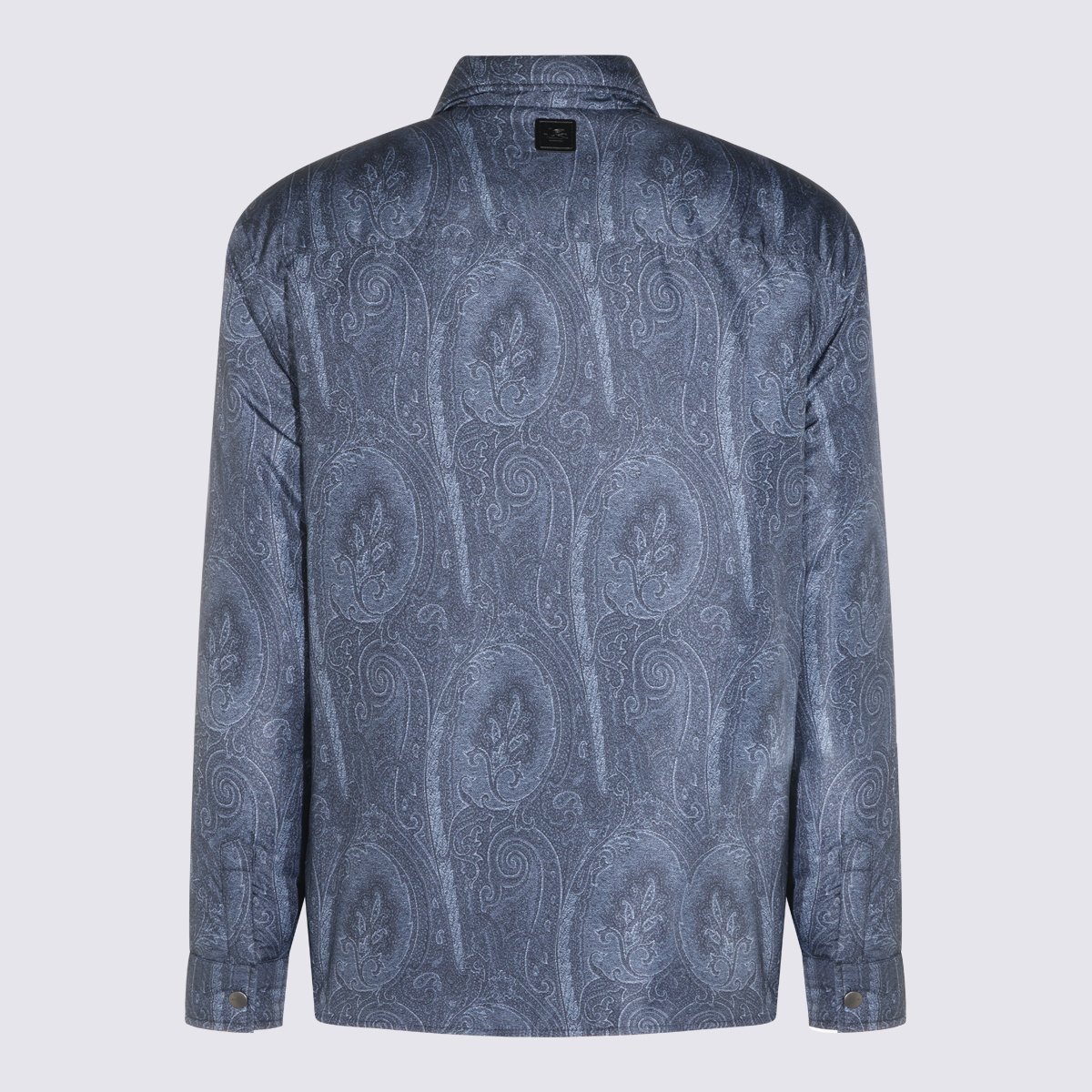 Etro Dark Blue Paisley-Pattern Button-Up Shirt with Classic Collar Grijs
