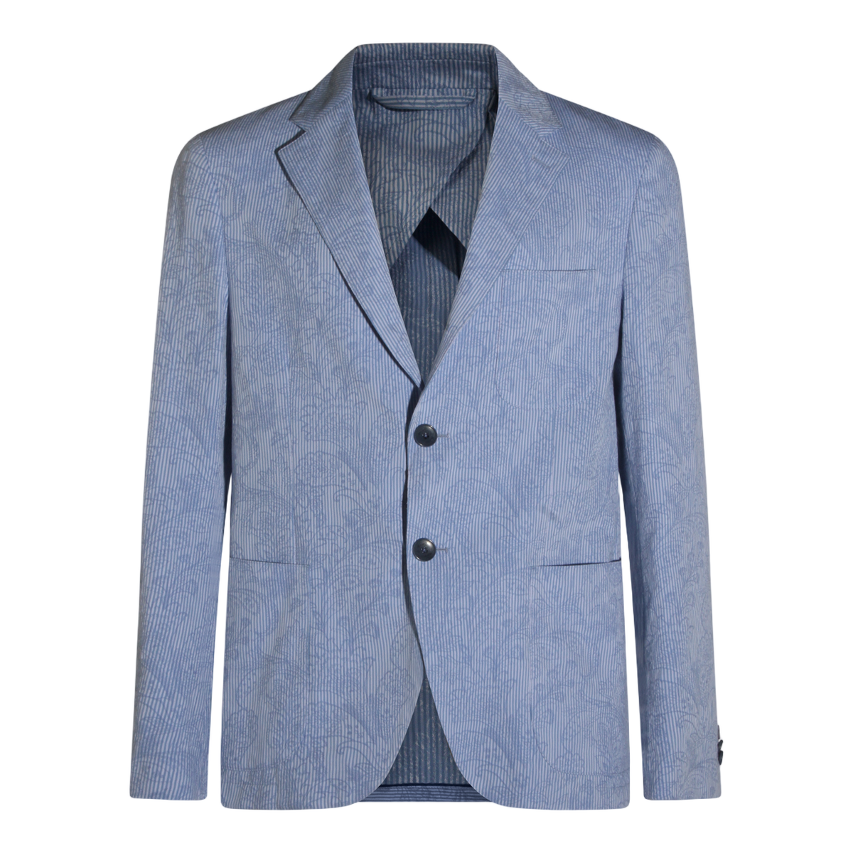 Etro Tailored Blue Jacket with Paisley Detail Blauw