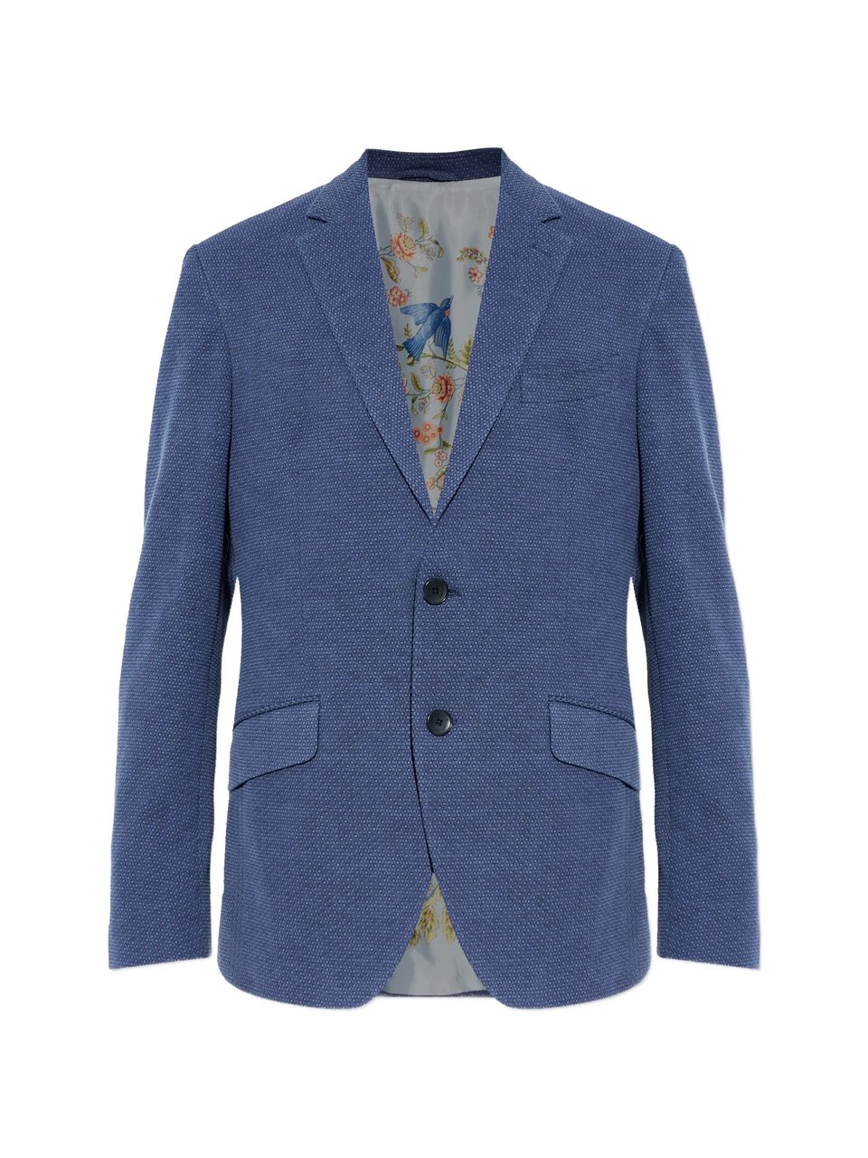 Etro Roma Jersey Blue Textured Floral-Lined Jacket Blauw