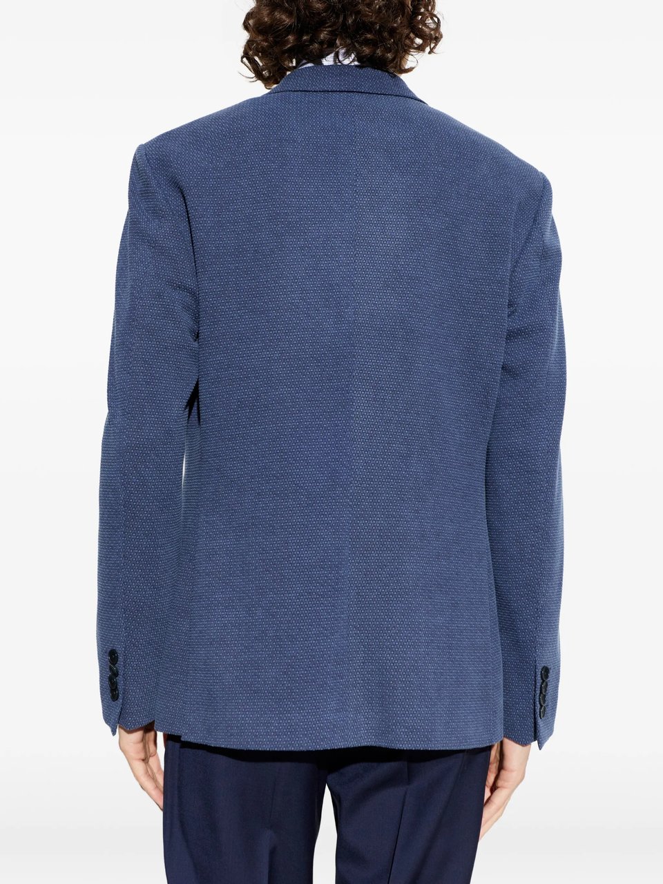 Etro Roma Jersey Blue Textured Floral-Lined Jacket Blauw