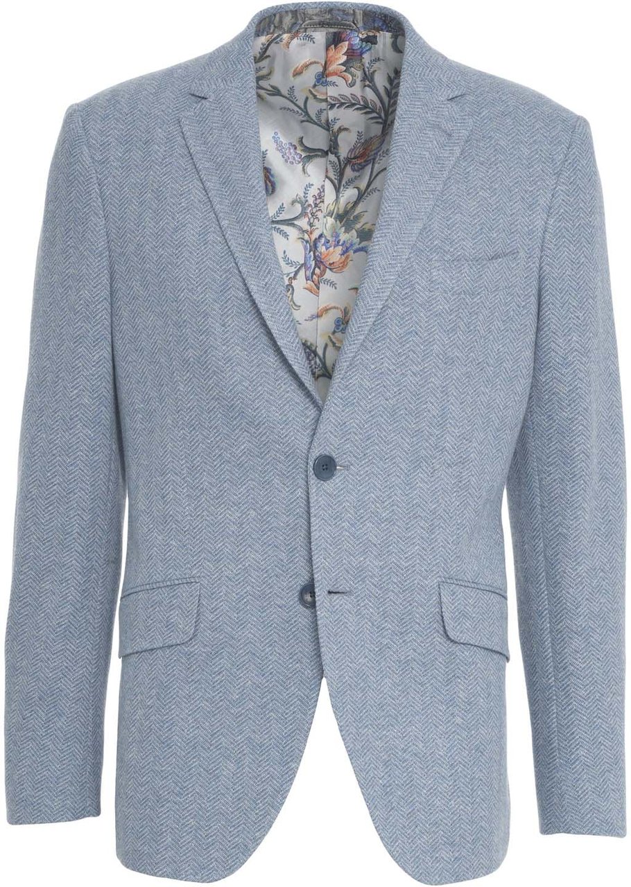 Etro Blazer with herringbone pattern Blauw