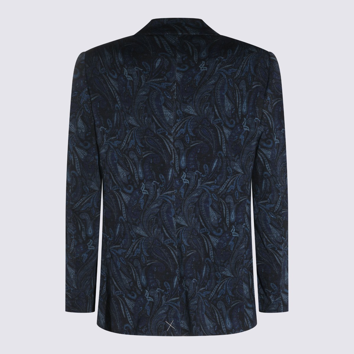 Etro Tailored Dark Blue Paisley Blazer With Classic Two-Button Closure Zwart