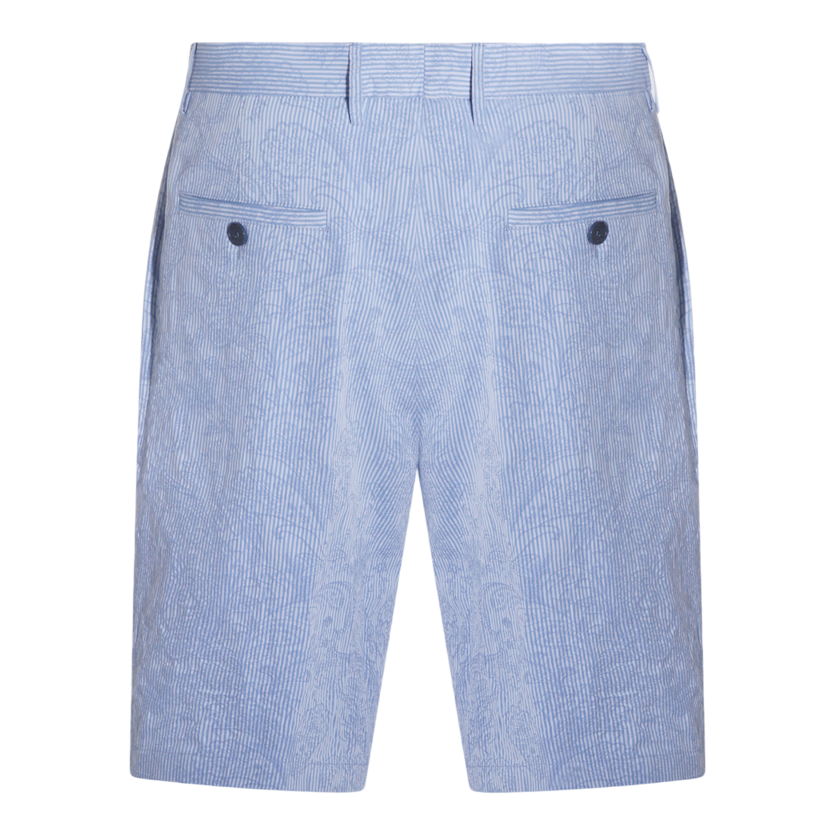 Etro Tailored Blue Shorts with Stripe Pattern Blauw