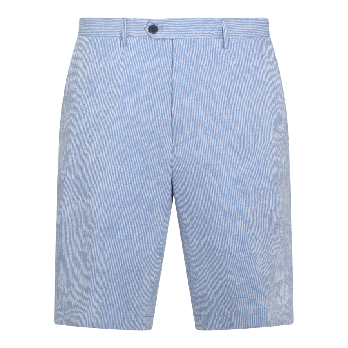 Etro Tailored Blue Shorts with Stripe Pattern Blauw