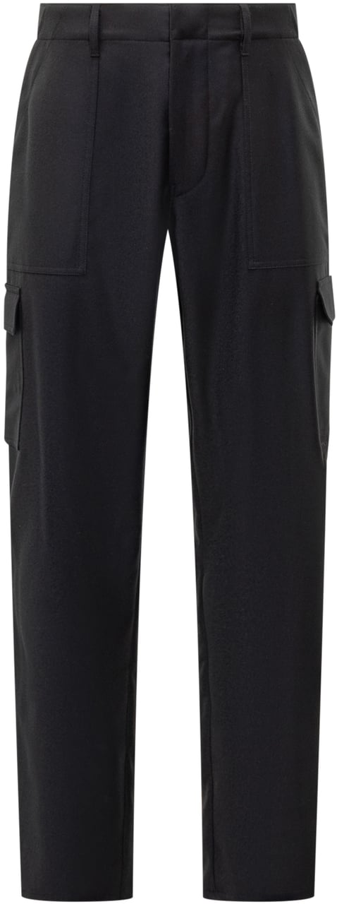 Etro Etro Pantaloni Cargo Neri in Lana Uomo Zwart