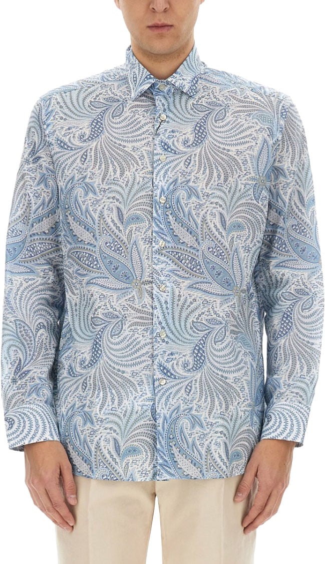 Etro Paisley Pattern Cotton Shirt Blauw